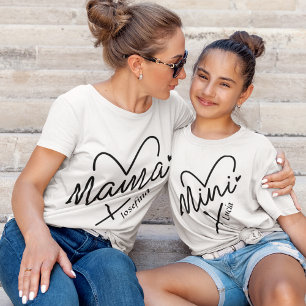 T-shirt Mini de coeur avec nom personnalisé correspondant 