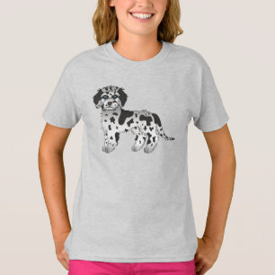 T-shirt Mini Goldendoodle Merle Bleu Chien de Dessin Animé
