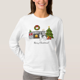 T-shirt Mini Goldendoodle Parti-color Noir de Noël