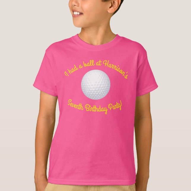 T-shirt Mini Golf Balls Anniversaire Fête Enfants Rose (Devant)