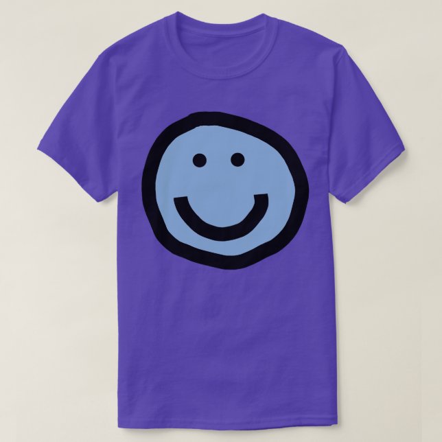 T-shirt Mini joyeux visage souriant bleu (Design devant)