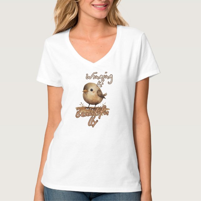 T-shirt Mini-oiseau Brown clair (Devant)
