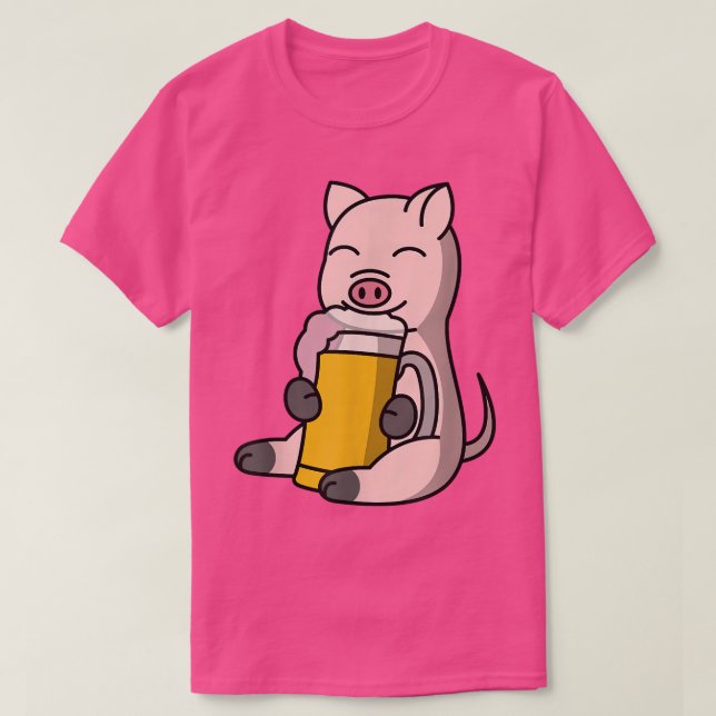 T-shirt Mini Pig Drinking Beer Pet  (Design devant)