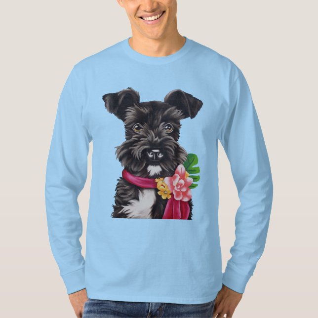 T-shirt Mini Schnauzer noir et blanc (Devant)