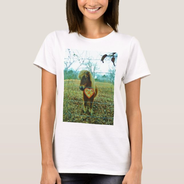 T-shirt Miniature cheval Brown Valentine Heart (Devant)