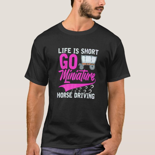 T-shirt Miniature Cheval Conduite Panier Selle Wagon Mini  (Devant)