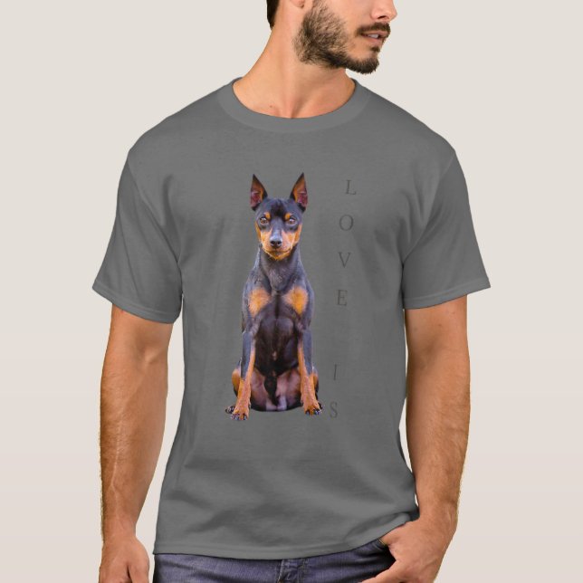 T-shirt Miniature Pinscher Chien Maman Papa T Love Puppy P (Devant)