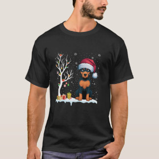 T-shirt Miniature Pinscher Chien Santa Hat Festif Arbre Li