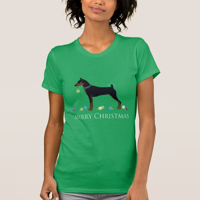 T-shirt Miniature Pinscher Joyeux Noël Design (Devant)