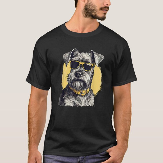 T-shirt Miniature Schnauzer dog with sunglasses Dog breed  (Devant)