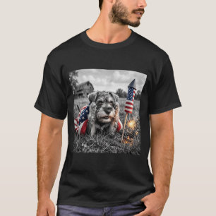 T-shirt Miniature Schnauzer Drapeau Américain Usa 250 Ans