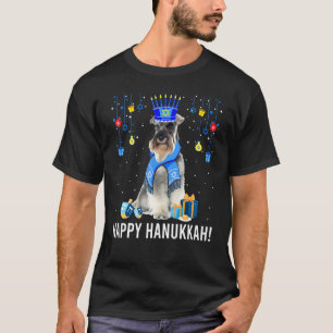 T-shirt Miniature Schnauzer Menorah Casquette Noël Hanoukk