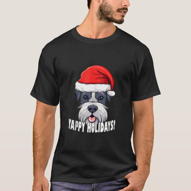 T-shirt Miniature Schnauzer Noël Joyeux Jours fériés Drôle (Devant)