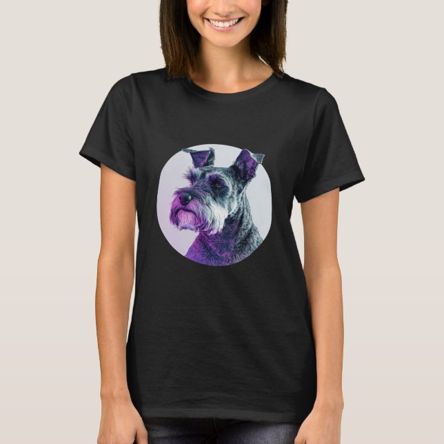 T-shirt Miniature Schnauzer Vaporwave Retrowave Aesthetic (Devant)