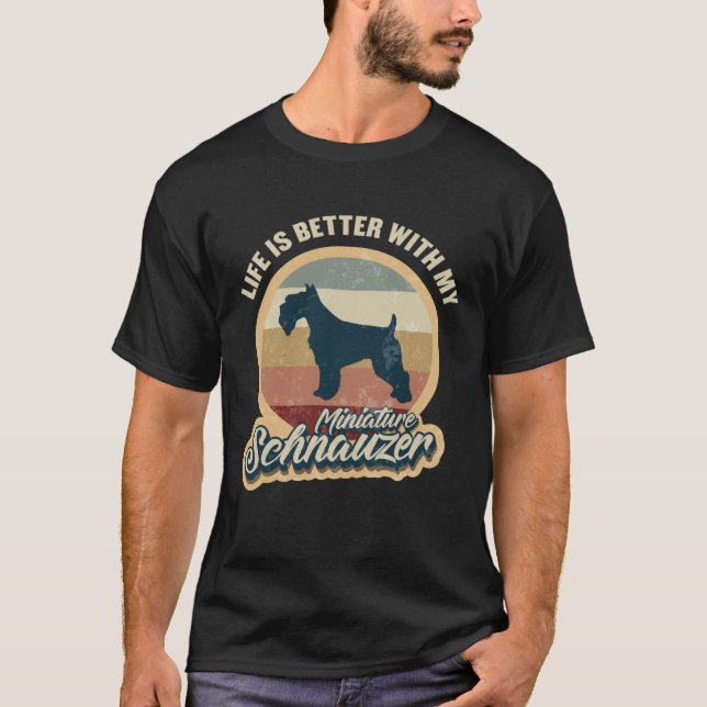 T-shirt Miniature Schnauzer  with dogs Retro (Devant)