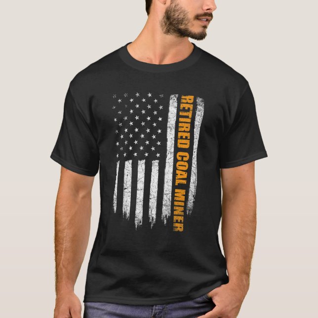 T-shirt Minière à charbon retraitée - États-Unis Drapeau a (Devant)