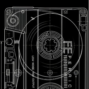 T-Shirt Minimal Blueprint Cassette Audio Vintage