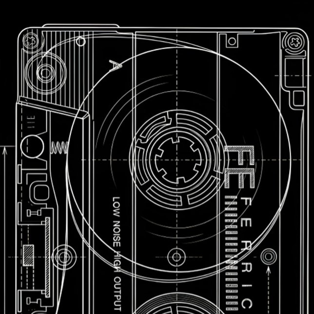 T-Shirt Minimal Blueprint Cassette | Audio Vintage (Créateur téléchargé)