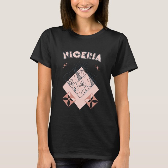 T-shirt Minimal Boho Travel Line Art Nigeria Vacation (Devant)