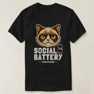 T-shirt Minimal Cat Social Battery Mood Design