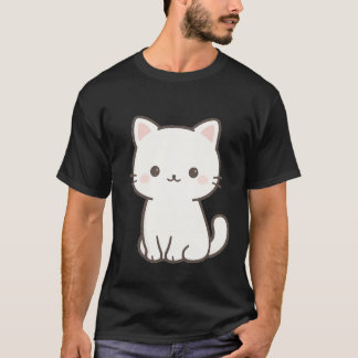 T-shirt Minimal Cute Cat Line Art – Simple Kawaii Cat Desi