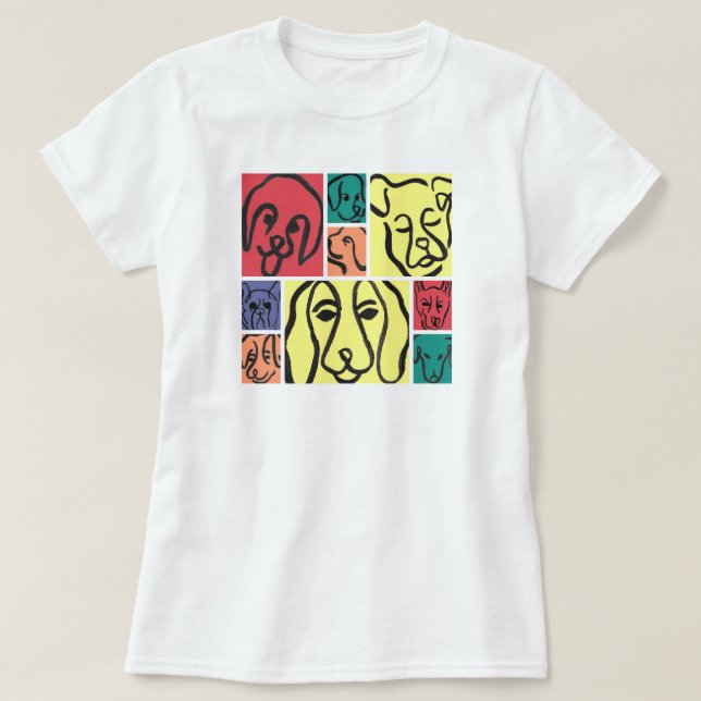 T-shirt Minimal Dogs Line Art Collage (Design devant)