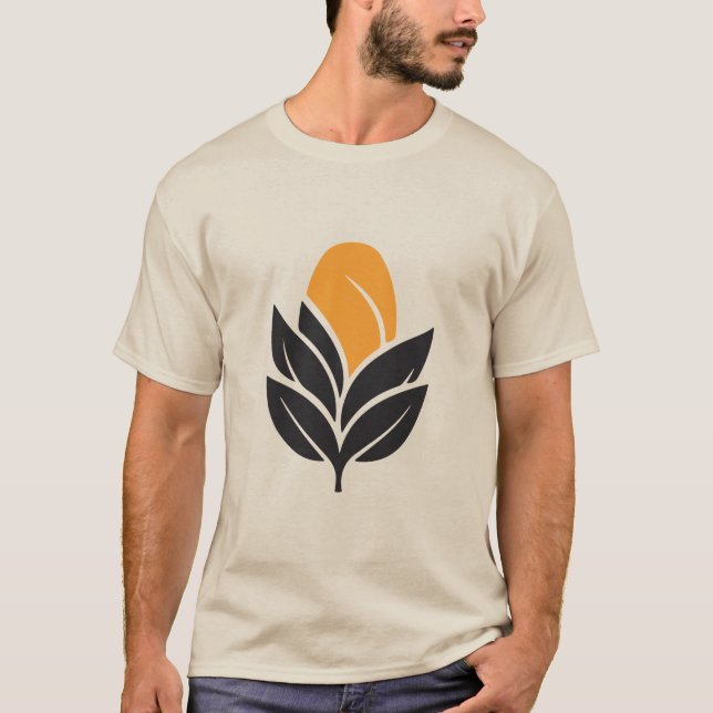T-shirt Minimal Leaf Sun Nature Growth Eco Friendly Tee (Devant)