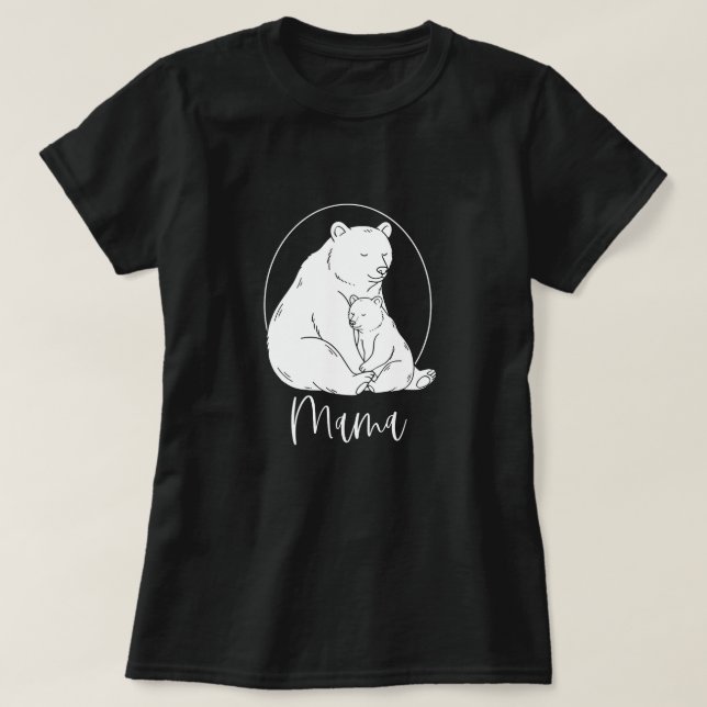 T-shirt Minimal Mama Bear Line Art Design (Design devant)