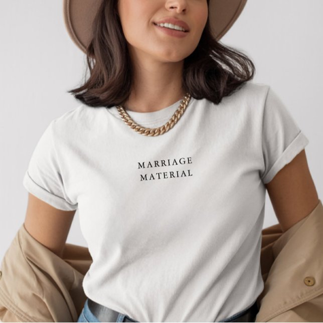 T-shirt Minimal 'Marriage Material' Newlywed Black & White (Créateur téléchargé)