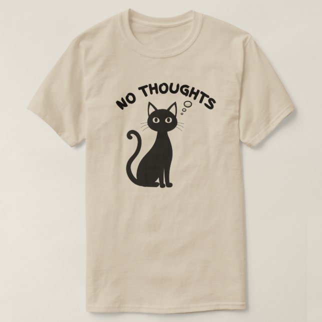 T-shirt Minimal No Thoughts Cat Blank Expression Illustrat (Design devant)