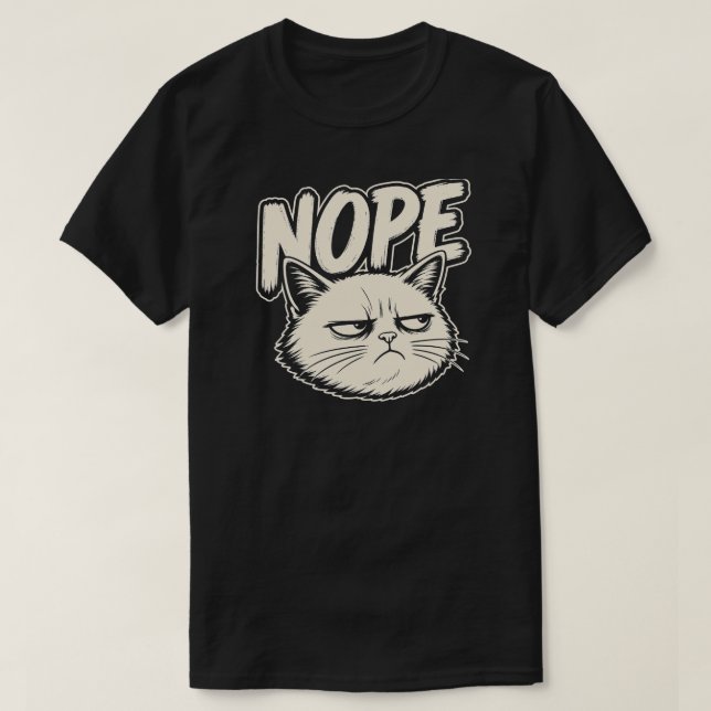 T-shirt Minimal Nope Cat Mood Design (Design devant)