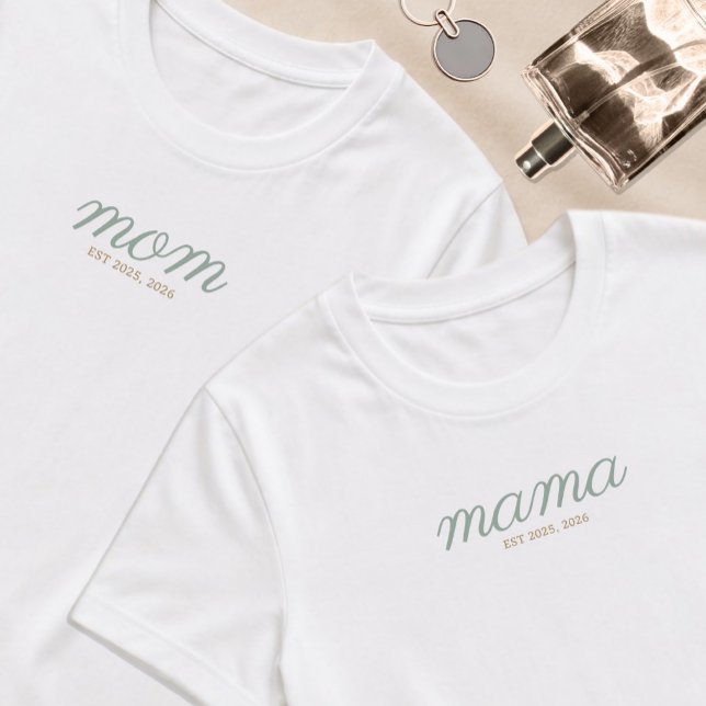 T-shirt Minimal Sage Script & Or Maman Établie (Créateur téléchargé)