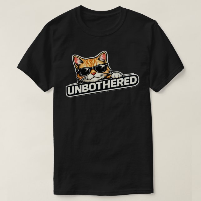 T-shirt Minimal Unbothered Cat Mood Design (Design devant)