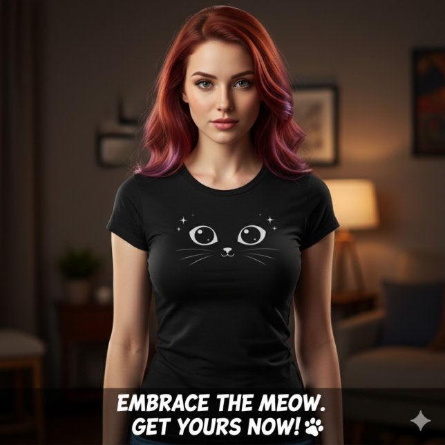 T-shirt Minimal White Cat Eyes Illustration (Minimal White Cat Eyes Illustration)