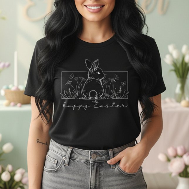 T-shirt Minimalist Bunny Line Art Happy Easter Spring (Minimalist Bunny Line Art Happy Easter Spring T-Shirt)