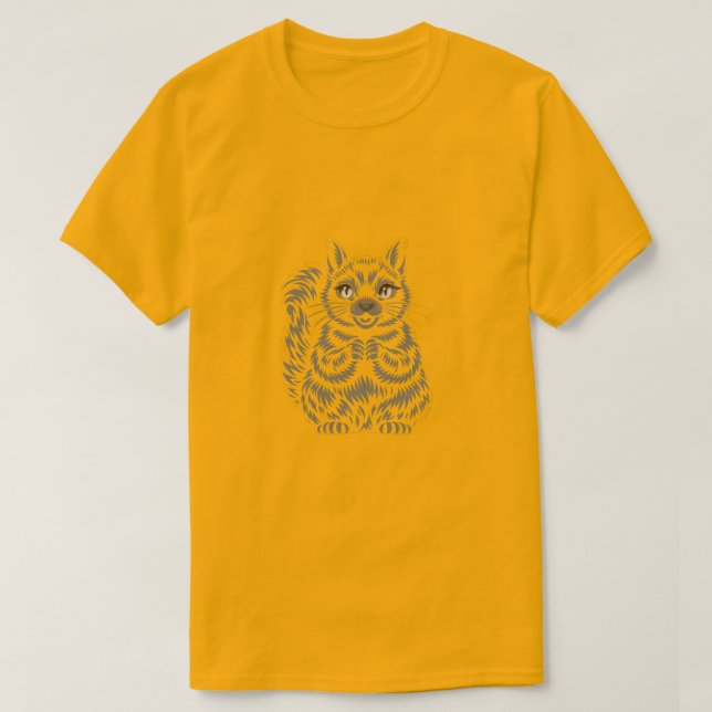 T-shirt Minimalist Cheerful Squirrel Simple Line Art (Design devant)