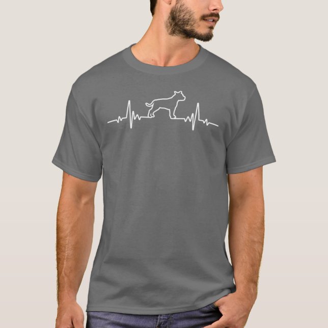 T-shirt Minimalist Heartbeat American Staffordshireerrier  (Devant)
