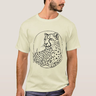 T-shirt Minimalist Leopard Line Art – Wild and Majestic Bi