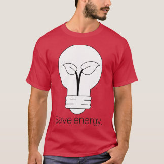 T-shirt Minimalist Light Bulb and Plant Save Energy