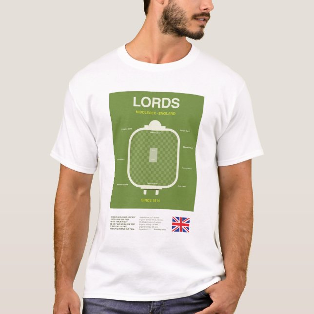 T-shirt Minimalist Lords Cricket Ground Line Print Tee (Devant)