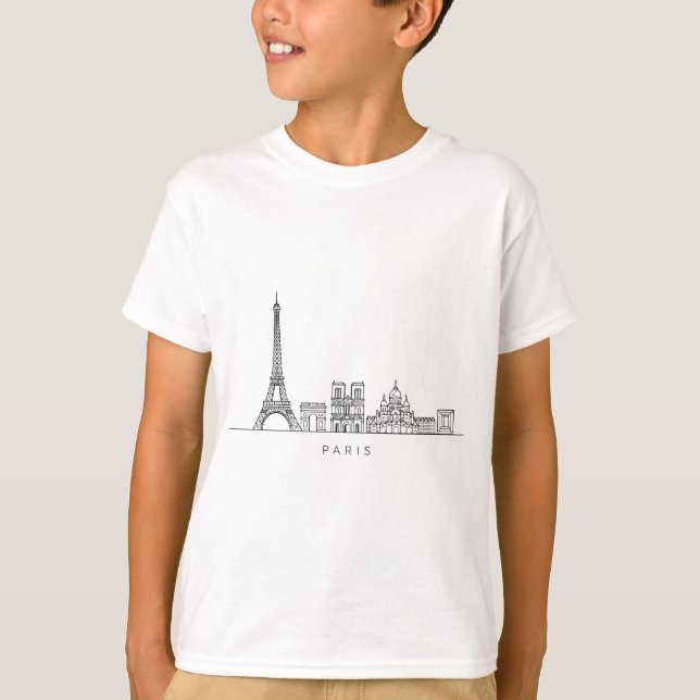 T-shirt Minimalist Paris Skyline Line Art (Devant)