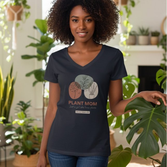 T-shirt Minimalist Plant Mom Houseplant Lover V-Neck T-Shi (Créateur téléchargé)