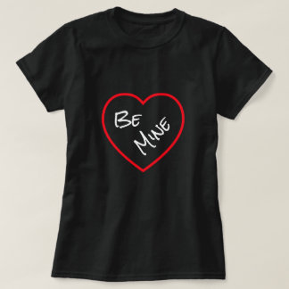 T-shirt Minimalist Red Heart Be Mine Valentine's Day Black