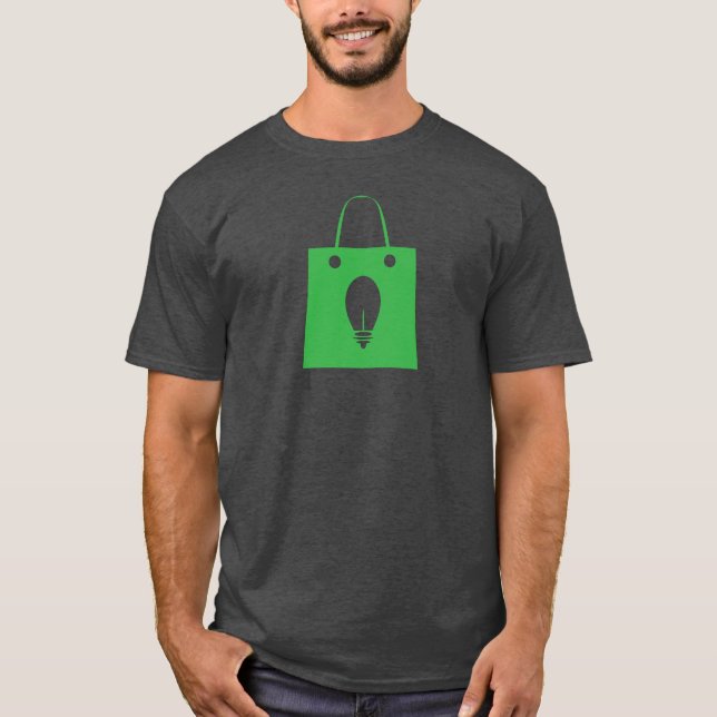 T-shirt Minimalist Shopping Eco Bag Icon with Lightbulb (Devant)