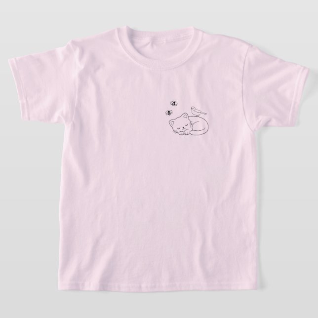 T-shirt Minimalist Sleeping Cat Kid's (Poser)