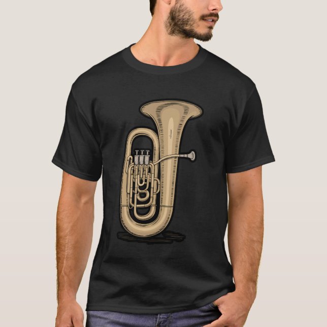 T-shirt Minimalist Tuba Brass Instrument Art (Devant)