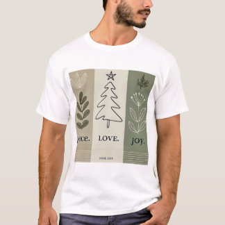 T-shirt minimaliste Arbre de Noël - Paix. Amour. J