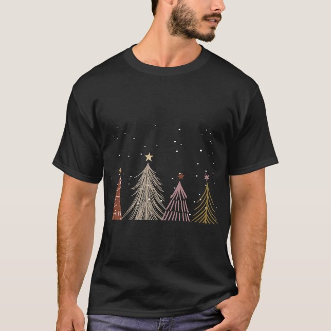T-shirt minimaliste Arbre de Noël - Style de vacan (Devant)