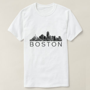 T-shirt minimaliste Boston Skyline   Boston Ma City Skylin