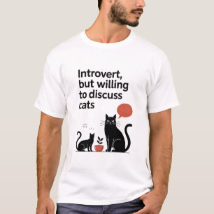 T-shirt Minimaliste Chats Noirs Introvertir Citation Drôle